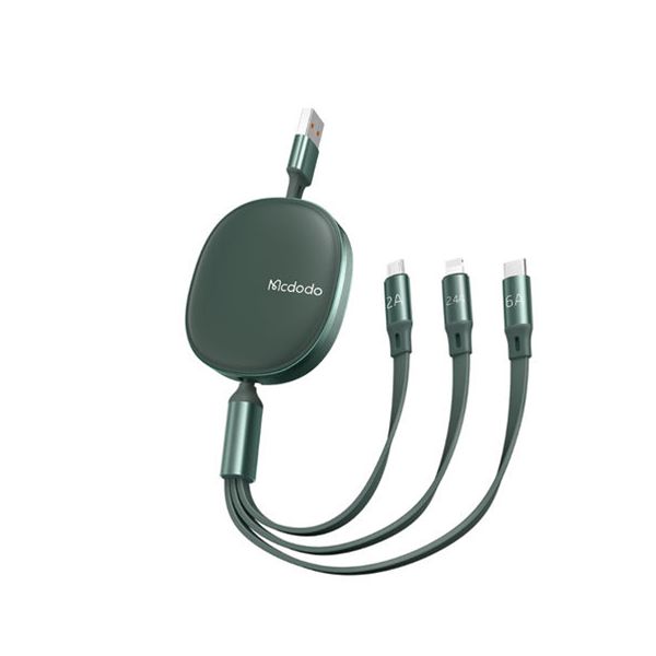 Ejecución restante borde Mcdodo New 3 in 1 Data Cable Restractable Nylon Braided 6Amp USB Cable