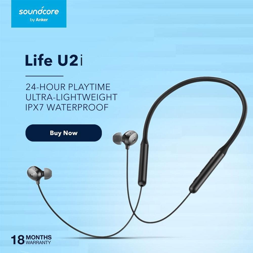 Experience Immersive Sound and Comfort with Anker Soundcore U2I Neckband Wireless Bluetooth Earbuds - JoCell جوسيل