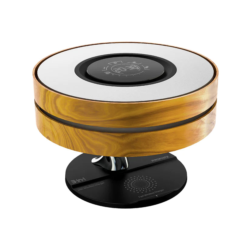 PROMATE 3-in-1 Contemporary Designed Wireless Speaker with Desk Lamp and Wireless Charger