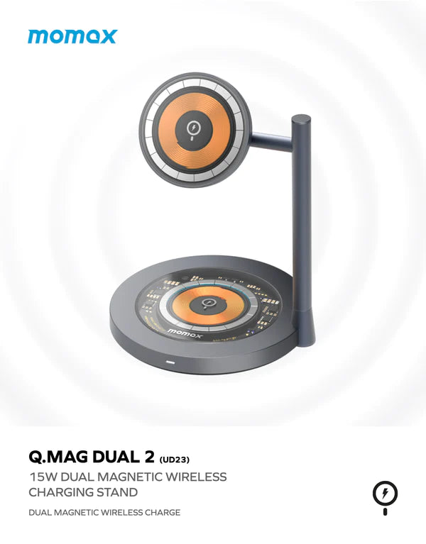 Momax Q.Mag Dual 2 Dual Magnetic Wireless Charging Stand