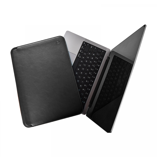 Wiwu skin pro platinum with microfiber leather sleeve for macbook 14.2" - black