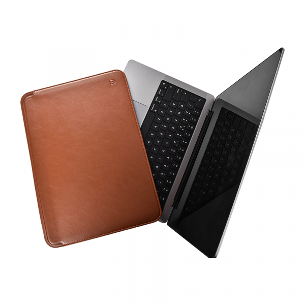 Wiwu skin pro platinum with microfiber leather sleeve for macbook 13.6" - brown