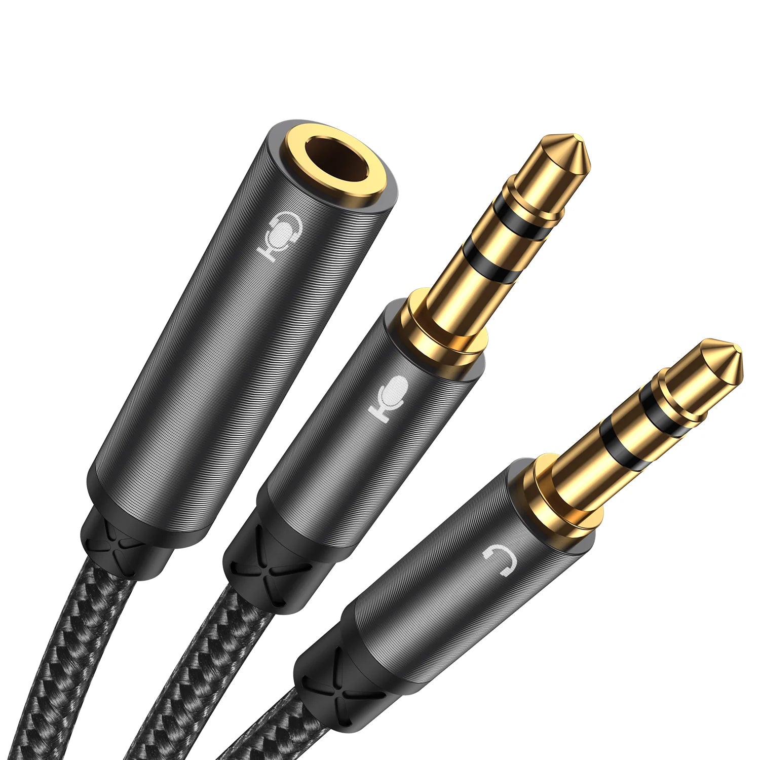 Joyroom SY-A05 Headphone female to 2-male Y-splitter audio cable 0.2m-black