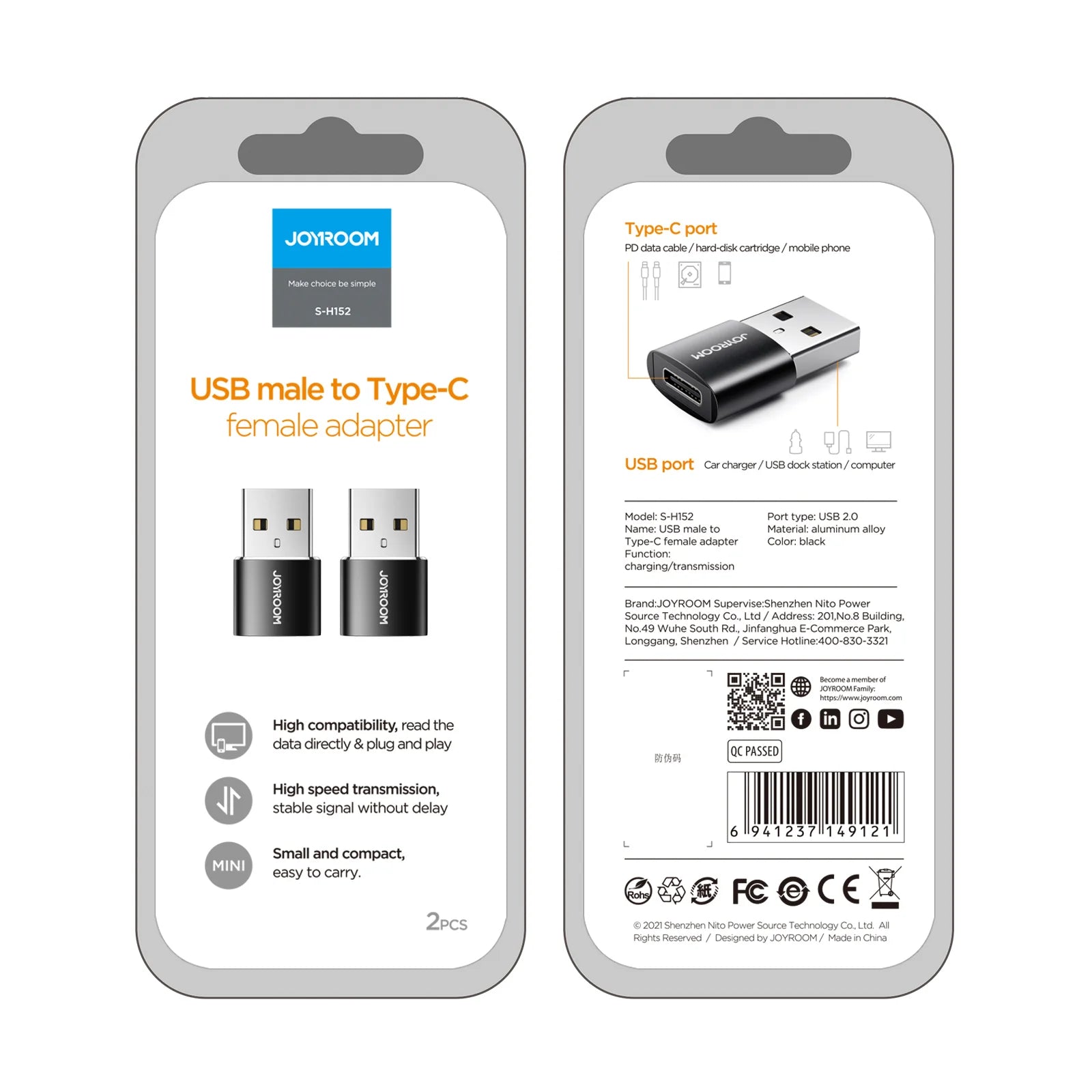 JOYROOM S-H152 USB to USB-C Adapter