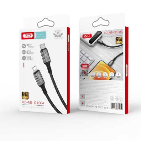 XO cable NB-Q180A PD USB-C - Lightning 1,0m 20W black - JoCell جوسيل