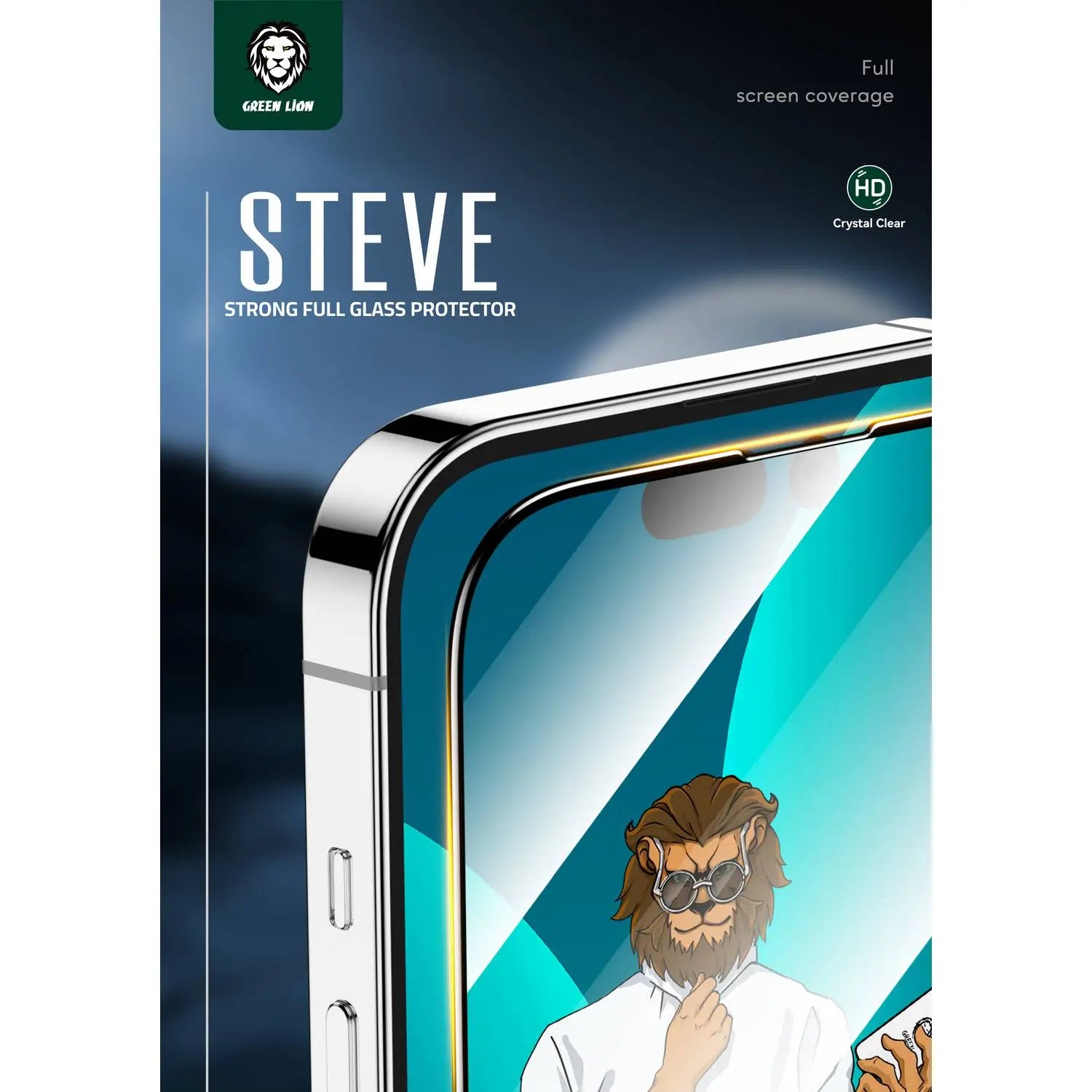 Green 9H Steve Glass Strong Full Screen Protector for iPhone 14 Pro ( 6.1" ) - Clear