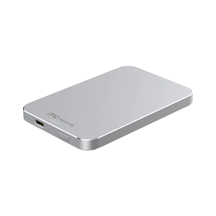 MyCandy 5000 mAh Super Slim Magnetic Wireless Power Bank Silver