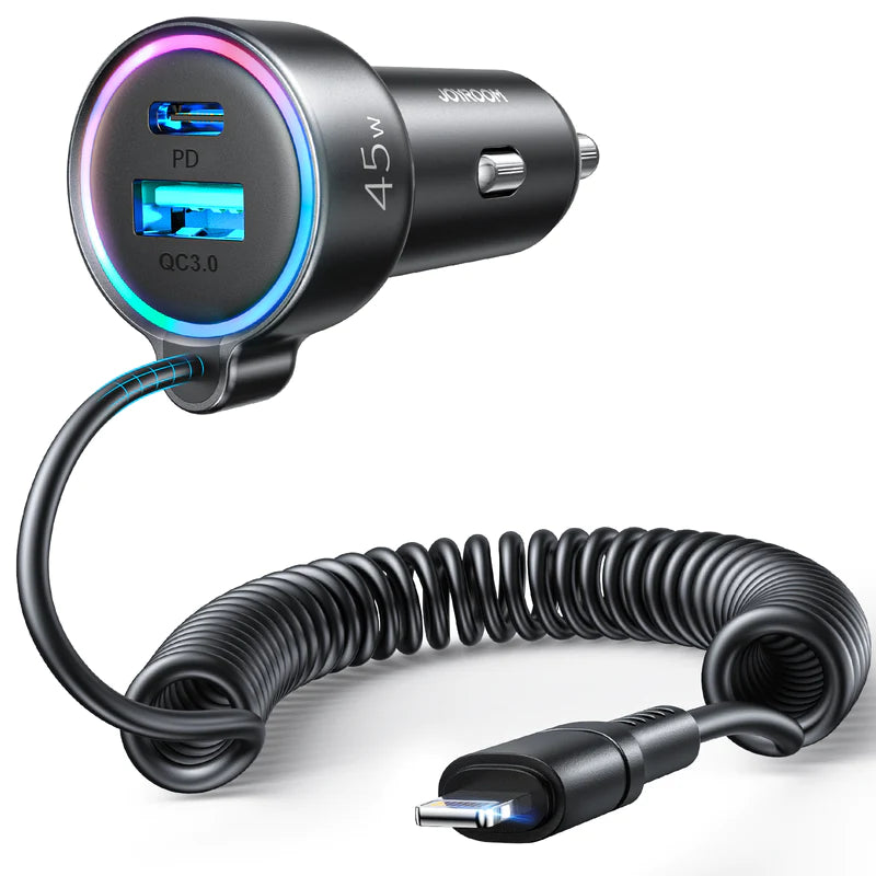 JOYROOM 3-in-1 Wired Car Charger (Lightning)