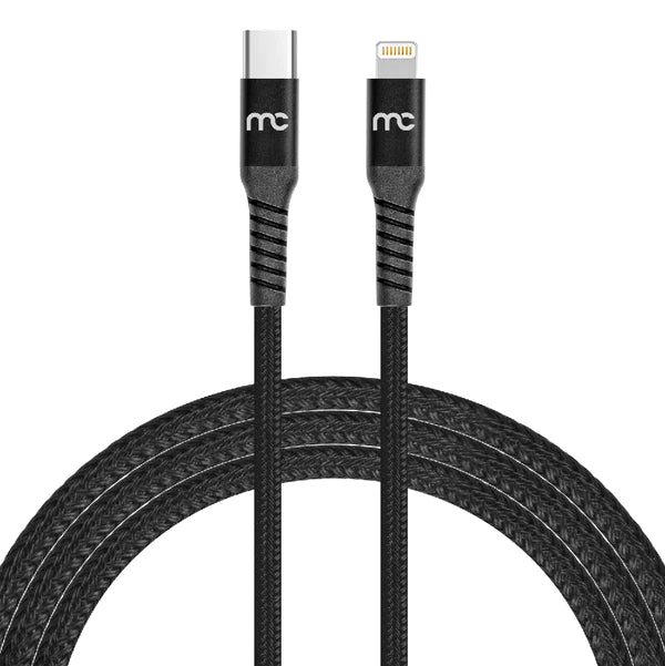 MyCandy USB C TO MFI LIGHTNING CHARGE AND SYNC BRAIDED CABLE 1.2M BLACK