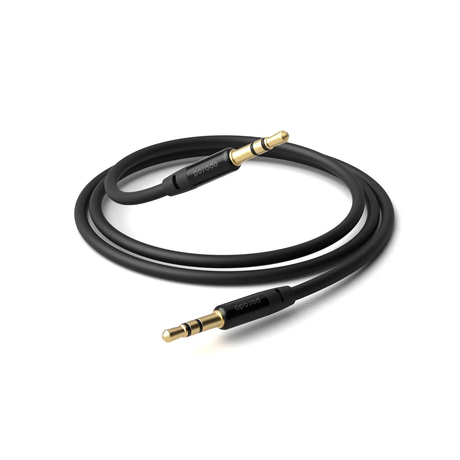 Porodo PVC AUX Audio Cable 3.5mm 1M - Black