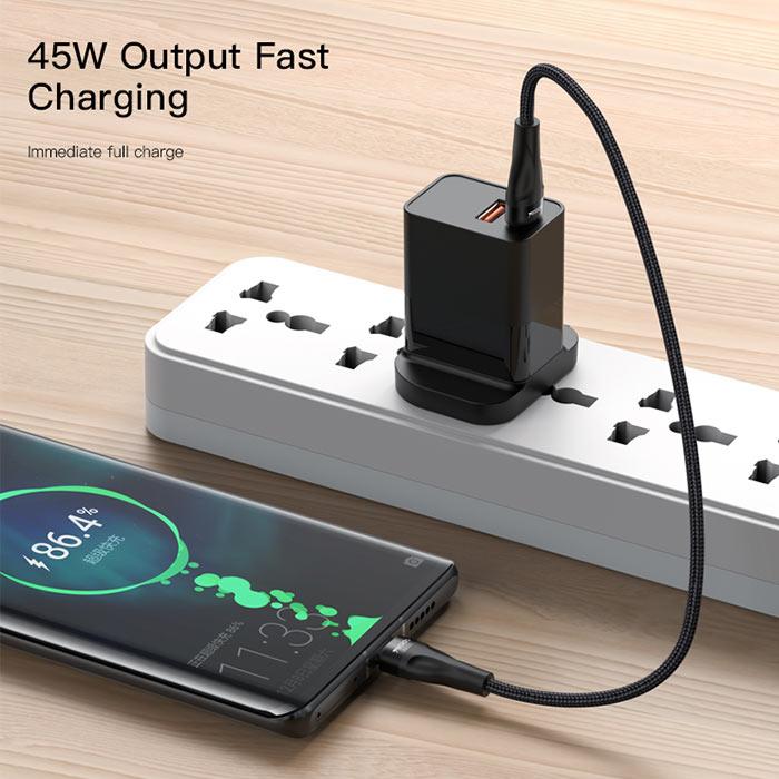 YESIDO CA83 45W Max Fast Charging Type C to Type C Cable - Black YESIDO CA83 45W Max Fast Charging Type C to Type C Cable - Black