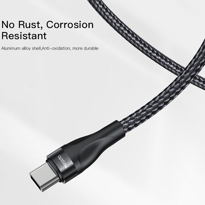 YESIDO CA83 45W Max Fast Charging Type C to Type C Cable - Black YESIDO CA83 45W Max Fast Charging Type C to Type C Cable - Black