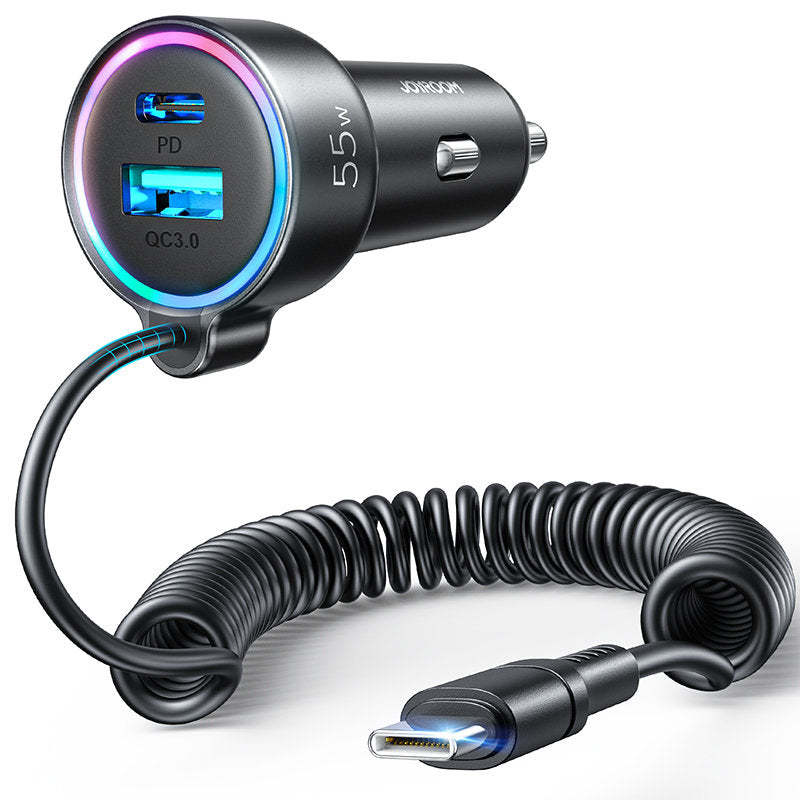 JOYROOM 3-in-1 Wired Car Charger(Type-C)