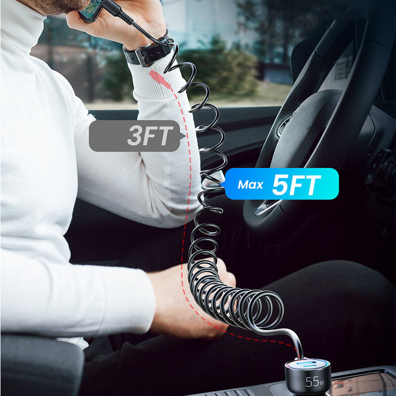 JOYROOM 3-in-1 Wired Car Charger(Type-C)