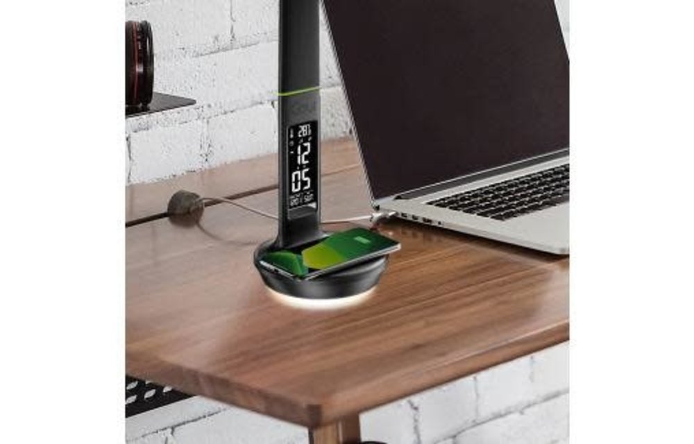 Goui 4 in 1 NURU+D Ultra Led Table Lamp + Wireless 10W + Speaker + Digital clock USB 3.0 and USB-C 30w - Black