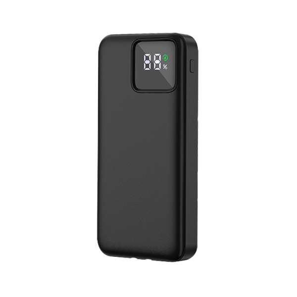Wiwu led display 22.5w 10000mah power bank with built-in cable - black