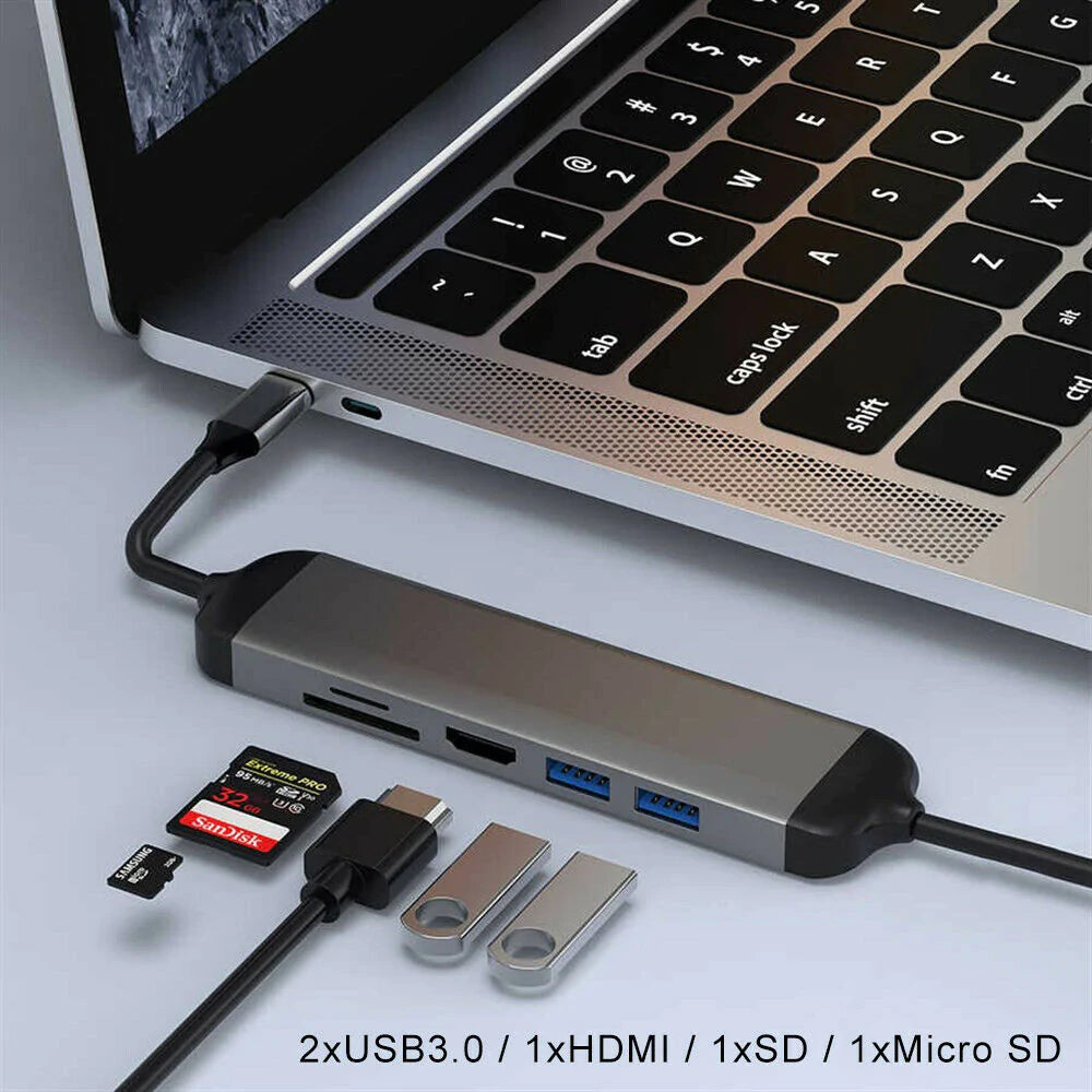 WIWU ALPHA 5 IN 1 USB-C HUB A521H - GRAY - JoCell جوسيل
